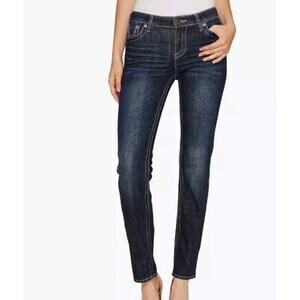 Kut from the Kloth Stevie Straight Leg Mid Rise Dark Wash‎ Women's Denim Jeans 8